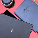 Load image into Gallery viewer, Rabbi Zidni Ilma Embossed Navy A5 Notebook with personalisation
