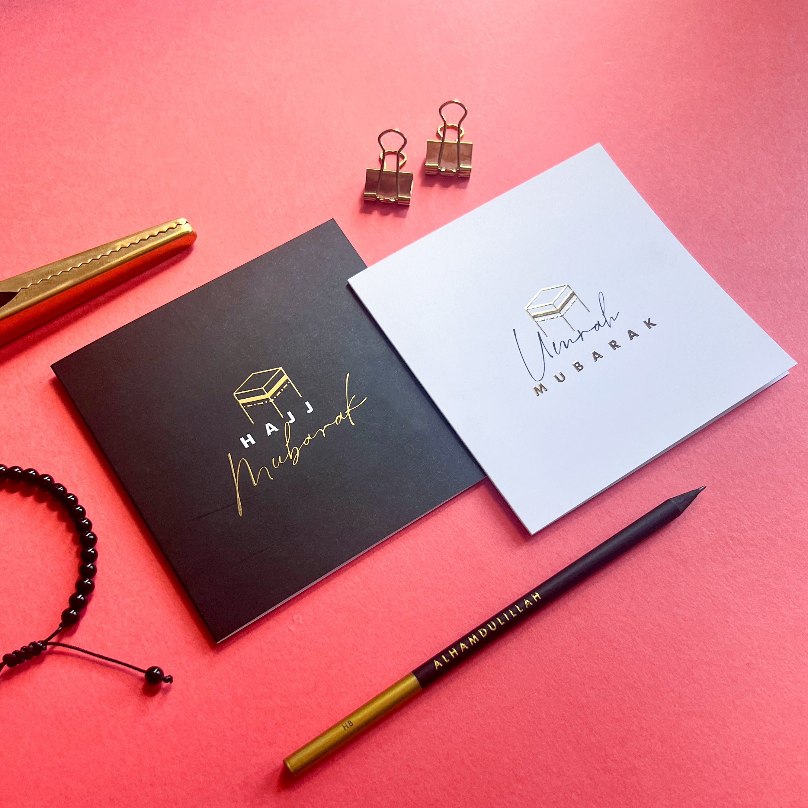 Hajj Mubarak Gold Foil Greeting Cards by Safar London